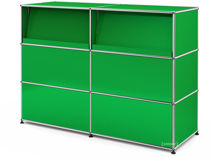 USM Haller Theke Typ 2 (mit Schrägtablaren) USM grün|150 cm (2 Elemente)|50 cm