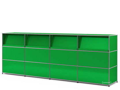USM Haller Theke Typ 2 (mit Schrägtablaren) USM grün|300 cm (4 Elemente)|50 cm