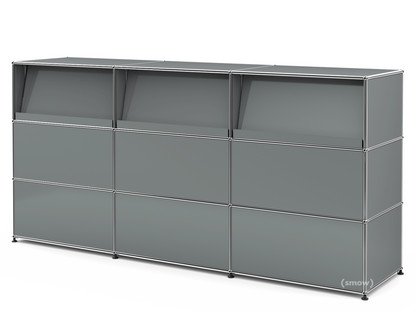 USM Haller Theke Typ 2 (mit Schrägtablaren) Mittelgrau RAL 7005|225 cm (3 Elemente)|50 cm