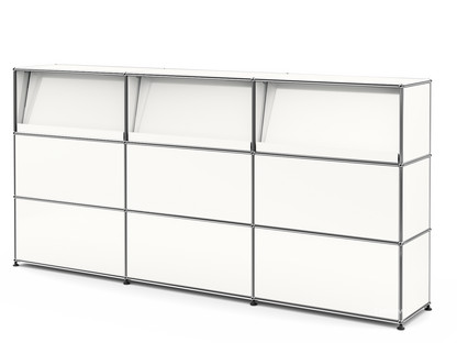 USM Haller Theke Typ 2 (mit Schrägtablaren) Reinweiß RAL 9010|225 cm (3 Elemente)|35 cm