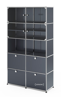 USM Haller Vitrinenschrank Doppelt (H 179 x B 103 x T 38 cm)|Anthrazitgrau RAL 7016|Kein Schloss