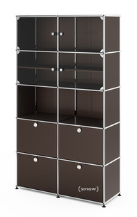 USM Haller Vitrinenschrank Doppelt (H 179 x B 103 x T 38 cm)|USM braun|Alle Fächer mit Schloss