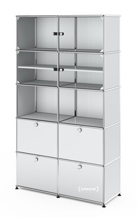 USM Haller Vitrinenschrank Doppelt (H 179 x B 103 x T 38 cm)|USM mattsilber|Kein Schloss