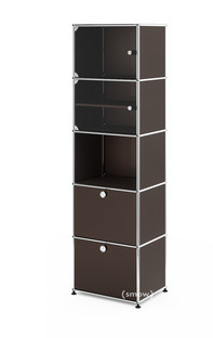 USM Haller Vitrinenschrank Einfach (H 179 x B 53 x T 38 cm)|USM braun|Alle Fächer mit Schloss