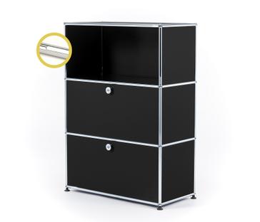 USM Haller E Highboard M mit Fachbeleuchtung Graphitschwarz RAL 9011|Kaltweiß