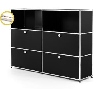 USM Haller E Highboard L mit Fachbeleuchtung Graphitschwarz RAL 9011|Warmweiß