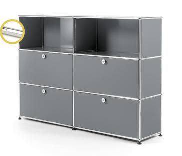 USM Haller E Highboard L mit Fachbeleuchtung Mittelgrau RAL 7005|Kaltweiß