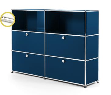 USM Haller E Highboard L mit Fachbeleuchtung Stahlblau RAL 5011|Kaltweiß