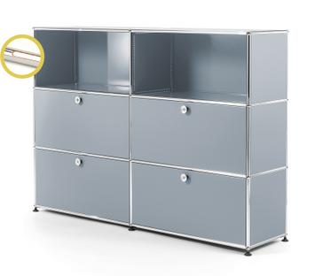 USM Haller E Highboard L mit Fachbeleuchtung USM mattsilber|Warmweiß