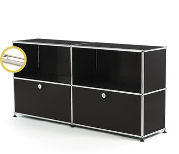 USM Haller E Sideboard L mit Fachbeleuchtung Graphitschwarz RAL 9011|Warmweiß