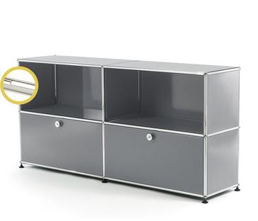 USM Haller E Sideboard L mit Fachbeleuchtung Mittelgrau RAL 7005|Kaltweiß