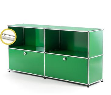 USM Haller E Sideboard L mit Fachbeleuchtung USM grün|Kaltweiß