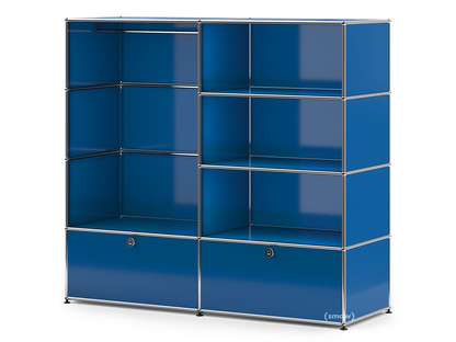 USM Haller Garderobe L mit Kleiderstange Enzianblau RAL 5010