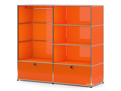 USM Haller Garderobe L mit Kleiderstange Reinorange RAL 2004