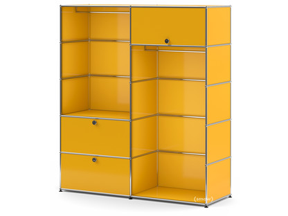 USM Haller Garderobe L mit 2 Kleiderstangen Goldgelb RAL 1004