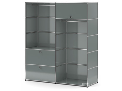 USM Haller Garderobe L mit 2 Kleiderstangen Mittelgrau RAL 7005