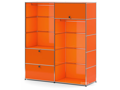 USM Haller Garderobe L mit 2 Kleiderstangen Reinorange RAL 2004