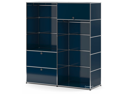 USM Haller Garderobe L mit 2 Kleiderstangen Stahlblau RAL 5011