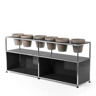 USM Haller Pflanzenwelten Sideboard Anthrazitgrau RAL 7016|Offen|Mit 6 Töpfen|Basalt