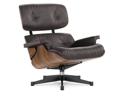 Lounge Chair Nussbaum schwarz pigmentiert|Leder Premium F chocolate|89 cm|Aluminium poliert, Seiten schwarz