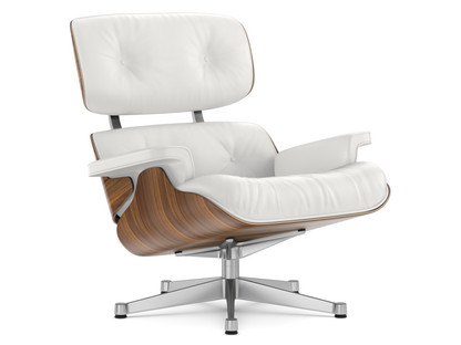 Lounge Chair Nussbaum schwarz pigmentiert|Leder Premium F snow|89 cm|Aluminium poliert