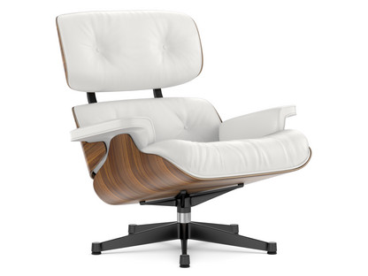 Lounge Chair Nussbaum schwarz pigmentiert|Leder Premium F snow|89 cm|Aluminium poliert, Seiten schwarz