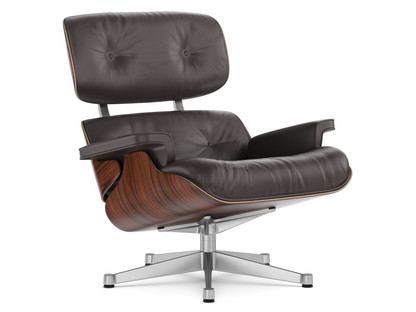 Lounge Chair Santos Palisander|Leder Premium F chocolate|84 cm - Originalhöhe 1956|Aluminium poliert