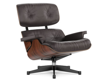 Lounge Chair Santos Palisander|Leder Premium F chocolate|84 cm - Originalhöhe 1956|Aluminium poliert, Seiten schwarz