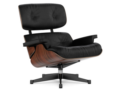 Lounge Chair Santos Palisander|Leder Premium F nero|84 cm - Originalhöhe 1956|Aluminium poliert, Seiten schwarz