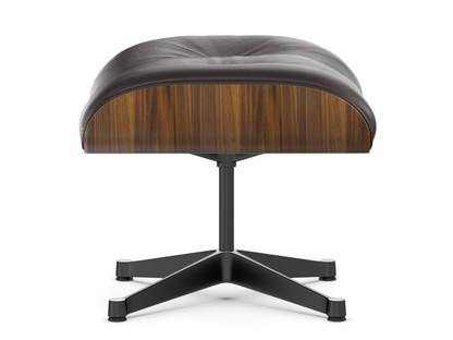Lounge Chair Ottoman Nussbaum schwarz pigmentiert|Leder Premium F chocolate|Aluminium poliert, Seiten schwarz