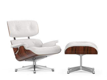 Lounge Chair & Ottoman Santos Palisander|Leder Premium F snow|89 cm|Aluminium poliert