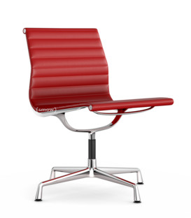 Aluminium Chair EA 105 Verchromt|Leder (Standard)|Rot