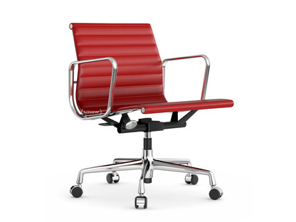 Aluminium Chair EA 117 Verchromt|Leder (Standard)|Rot