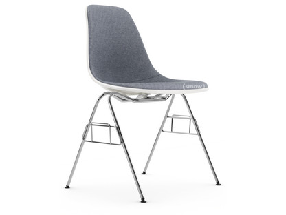 Eames Plastic Side Chair RE DSS Weiß|Mit Vollpolsterung|Dunkelblau / elfenbein|Ohne Reihenverbindung (DSS-N)