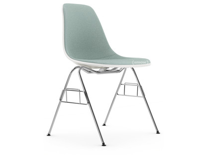 Eames Plastic Side Chair RE DSS Weiß|Mit Vollpolsterung|Eisblau / elfenbein|Ohne Reihenverbindung (DSS-N)