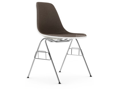 Eames Plastic Side Chair RE DSS Weiß|Mit Vollpolsterung|Warmgrey / moorbraun|Ohne Reihenverbindung (DSS-N)