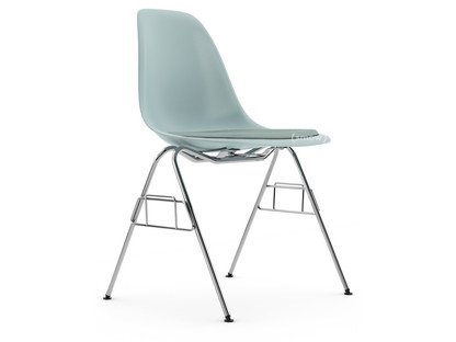 Eames Plastic Side Chair RE DSS Eisgrau|Mit Sitzpolster|Eisblau / elfenbein|Ohne Reihenverbindung (DSS-N)