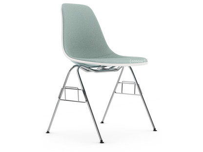 Eames Plastic Side Chair RE DSS Eisgrau|Mit Vollpolsterung|Eisblau / elfenbein|Ohne Reihenverbindung (DSS-N)