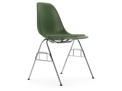Eames Plastic Side Chair RE DSS Forest|Mit Sitzpolster|Elfenbein / forest|Ohne Reihenverbindung (DSS-N)
