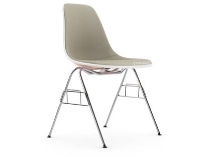 Eames Plastic Side Chair RE DSS Zartrosé|Mit Vollpolsterung|Warmgrey / elfenbein|Ohne Reihenverbindung (DSS-N)