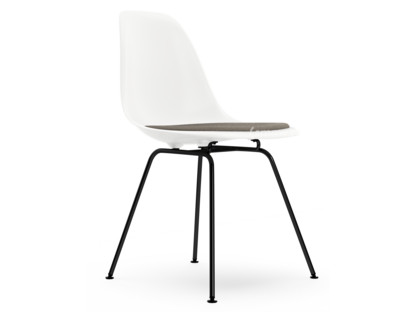 Eames Plastic Side Chair RE DSX Weiß|Mit Sitzpolster|Warmgrey / moorbraun|Standardhöhe - 43 cm|Beschichtet basic dark