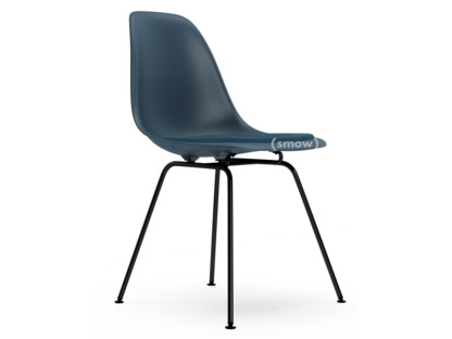 Eames Plastic Side Chair RE DSX Meerblau|Mit Sitzpolster|Meerblau / dunkelgrau|Standardhöhe - 43 cm|Beschichtet basic dark