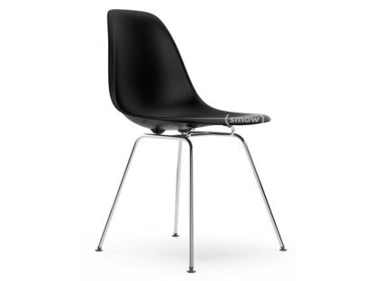 Eames Plastic Side Chair RE DSX Tiefschwarz|Ohne Polsterung|Ohne Polsterung|Standardhöhe - 43 cm|Verchromt