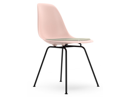 Eames Plastic Side Chair RE DSX Zartrosé|Mit Sitzpolster|Warmgrey / elfenbein|Standardhöhe - 43 cm|Beschichtet basic dark