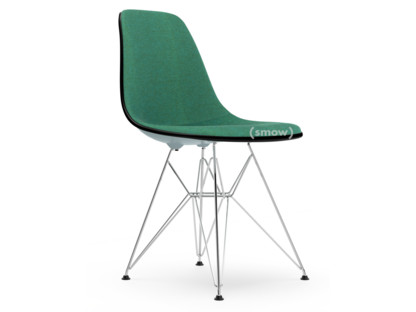 Eames Plastic Side Chair RE DSR Eisgrau|Mit Vollpolsterung|Mint / forest|Standardhöhe - 43 cm|Verchromt