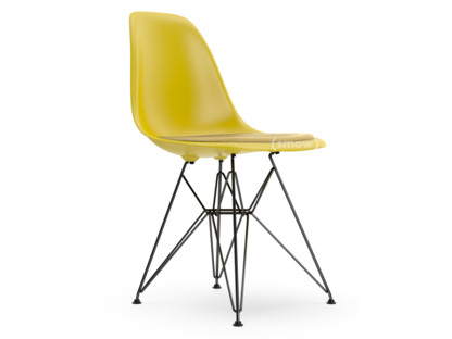 Eames Plastic Side Chair RE DSR Senf|Mit Sitzpolster|Senf / elfenbein|Standardhöhe - 43 cm|Beschichtet basic dark