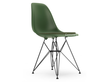 Eames Plastic Side Chair RE DSR Forest|Mit Sitzpolster|Nero / forest|Standardhöhe - 43 cm|Beschichtet basic dark