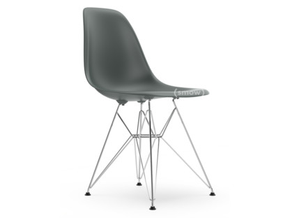 Eames Plastic Side Chair RE DSR Granitgrau|Ohne Polsterung|Ohne Polsterung|Standardhöhe - 43 cm|Verchromt