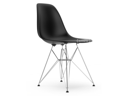 Eames Plastic Side Chair RE DSR Tiefschwarz|Ohne Polsterung|Ohne Polsterung|Standardhöhe - 43 cm|Verchromt