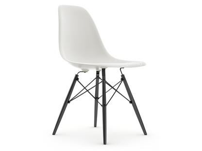 Eames Plastic Side Chair RE DSW Weiß|Ohne Polsterung|Ohne Polsterung|Standardhöhe - 43 cm|Ahorn schwarz